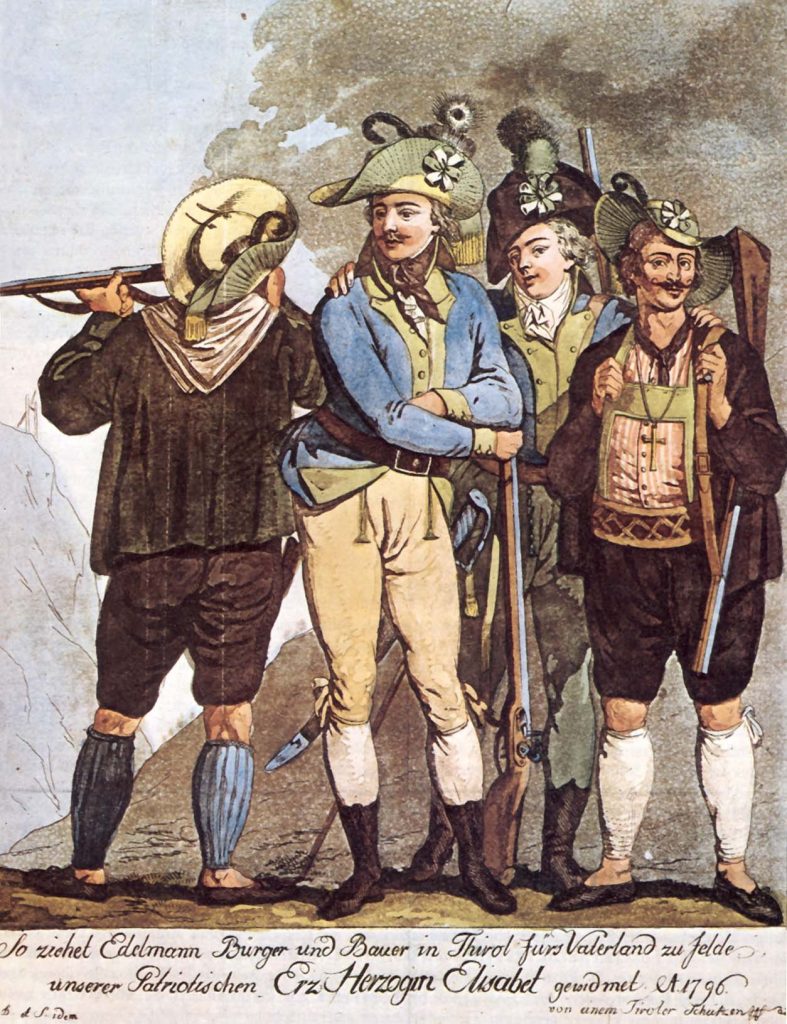 In den Napoleonischen Kriegen zog 1796 das Tiroler Landesaufgebot gegen den Feind. 1809 sollte Andreas Hofer das Landesaufgebot wieder zu den Waffen rufen.