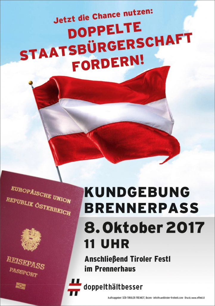 Kundgebung am Brennerpass für doppelte Staatsbürgerschaft